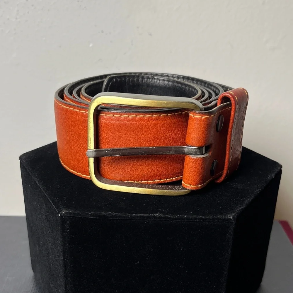 John Weitz Cognac Old‎ English Cashmere Glove Tanned Leather Men's Belt Sz 40